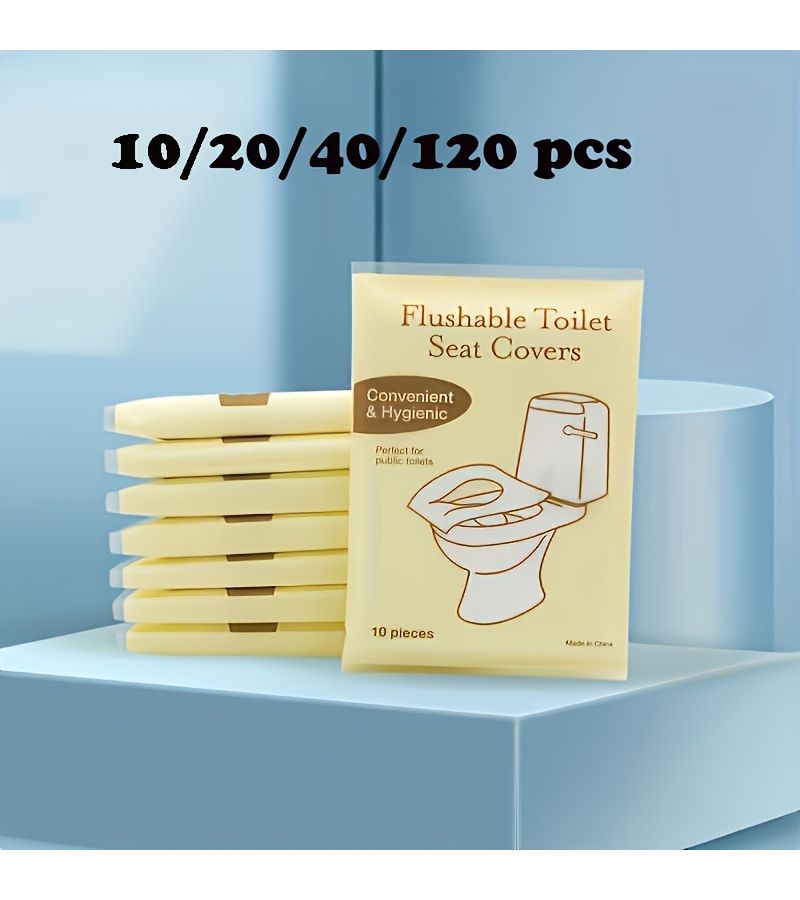 20 White Disposable Toilet Seat Covers Individually Wrapped for Travel Camping - Image 1