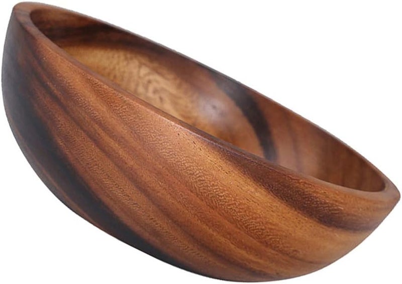 Hemoton Natural Wooden Bowl Salad Bowl for Rice Soup Pasta Mixing Cereal Snacks Serving Bowl Size - Image 2