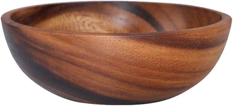 Hemoton Natural Wooden Bowl Salad Bowl for Rice Soup Pasta Mixing Cereal Snacks Serving Bowl Size - Image 1
