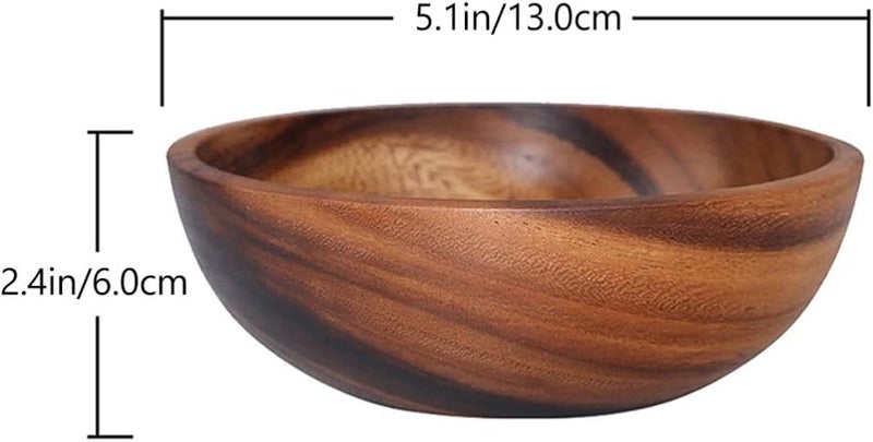 Hemoton Natural Wooden Bowl Salad Bowl for Rice Soup Pasta Mixing Cereal Snacks Serving Bowl Size - Image 3