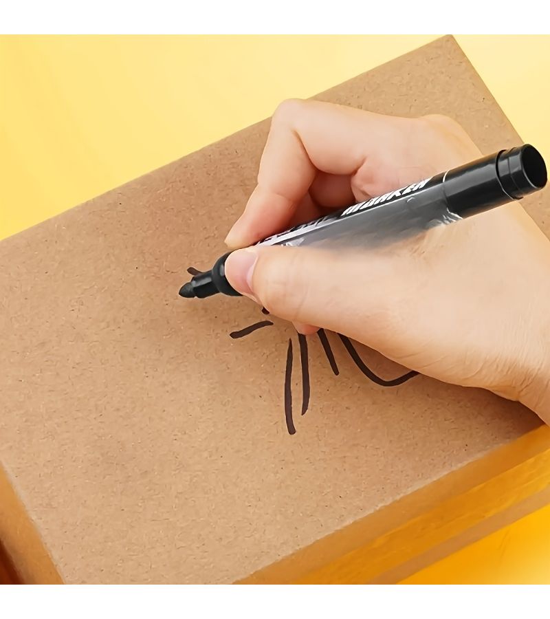 5 Permanent Black Ink Markers Large Capacity Oily Bold Tip for Office Logistics Daily Use Durable - Image 5