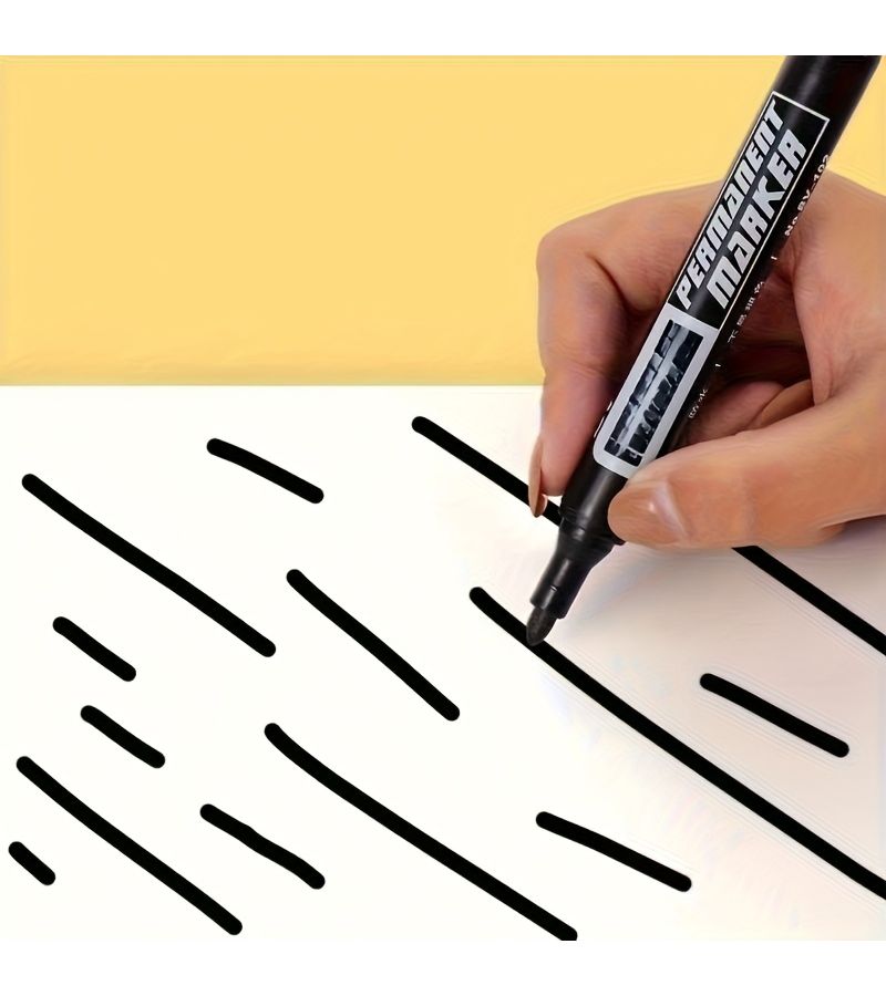 5 Permanent Black Ink Markers Large Capacity Oily Bold Tip for Office Logistics Daily Use Durable - Image 4