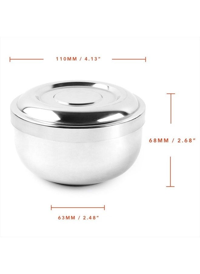 QSHAVE - Stainless Steel Shaving Bowl with Lid 4 Inch Diameter Large Deep Size Chrome Plated Shinning Finish - Image 1