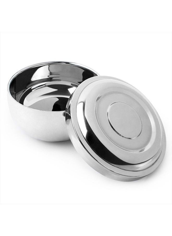 QSHAVE - Stainless Steel Shaving Bowl with Lid 4 Inch Diameter Large Deep Size Chrome Plated Shinning Finish - Image 1
