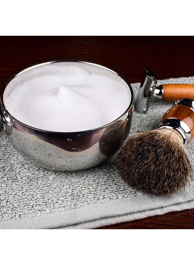 QSHAVE - Stainless Steel Shaving Bowl with Lid 4 Inch Diameter Large Deep Size Chrome Plated Shinning Finish - Image 1