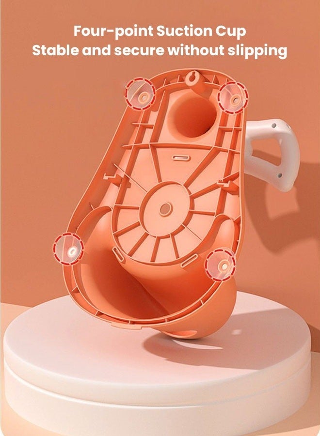 مقعد حوض استحمام للطفل، كرسي بارث للأطفال مع وسادة، هيكل تخزين، عجلات عالمية، حبل جر وصينية استحمام في حوض استحمام وردي - Image 3