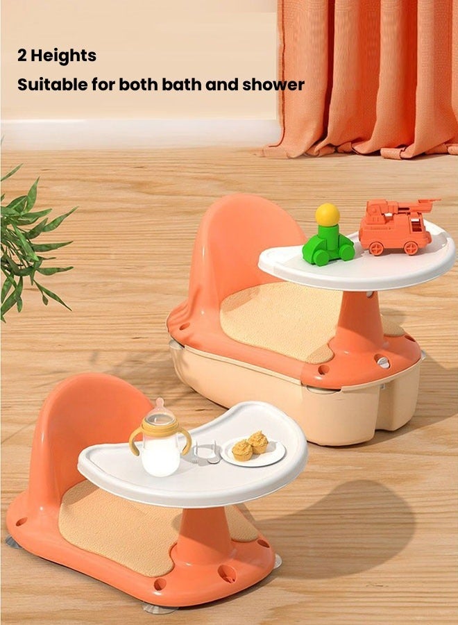 مقعد حوض استحمام للطفل، كرسي بارث للأطفال مع وسادة، هيكل تخزين، عجلات عالمية، حبل جر وصينية استحمام في حوض استحمام وردي - Image 5