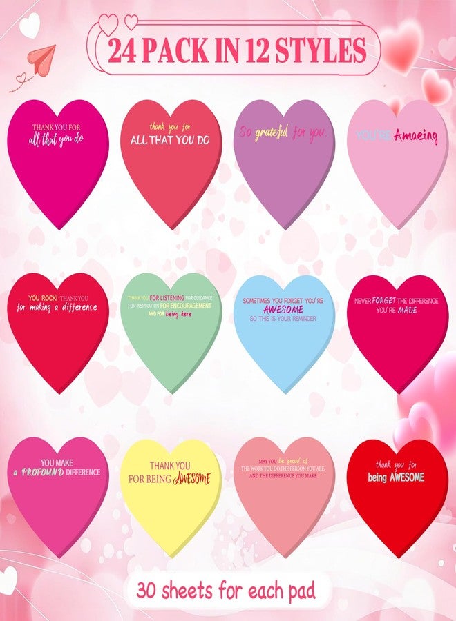 DERAYEE 24PCS Valentine’s Day Heart Shaped Sticky Notes - Image 2