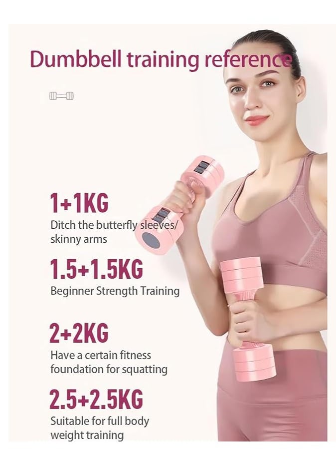 Adjustable Dumbbell Set for Women Handheld Dumbbell Set 4 Weights Available 2lbs 3lbs 4lbs 5lbs (Pink)