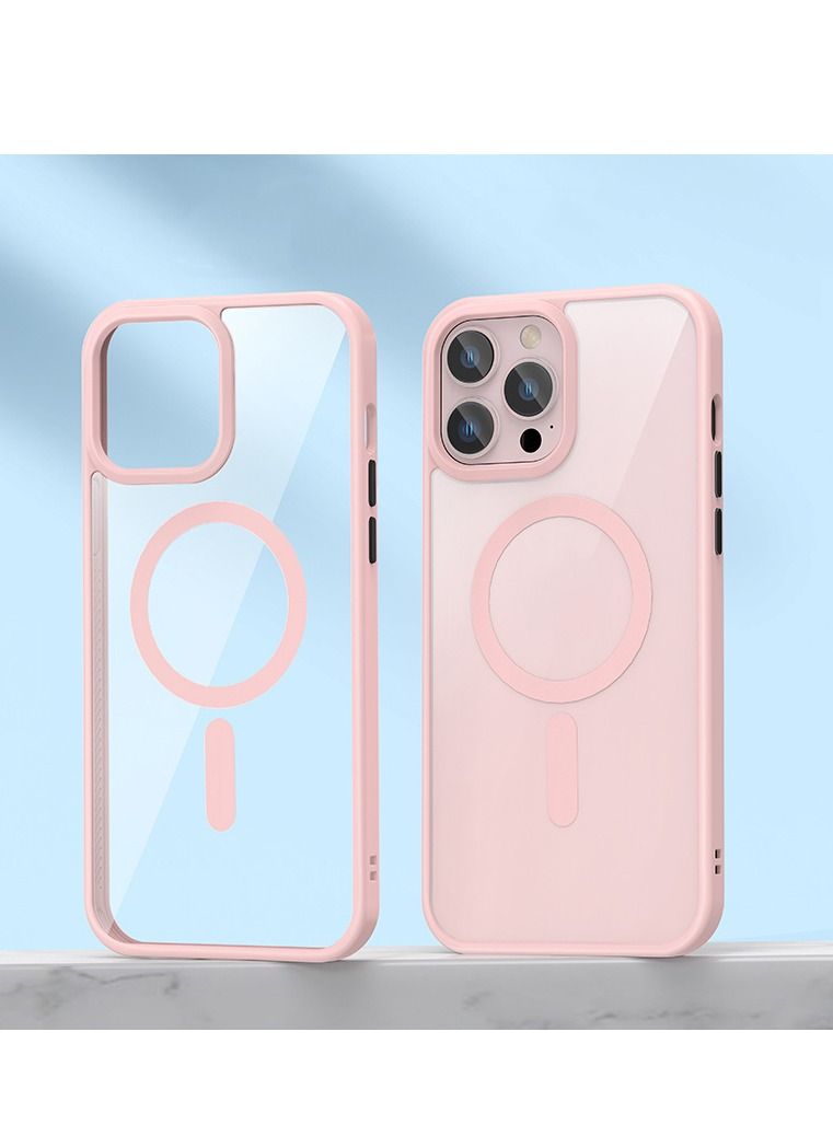 Magnetic Case for iPhone 13 Pro Case [MIL-Grade Drop Tested & Compatible with MagSafe] Translucent Matte Back with Aluminum Alloy Keys, Anti-Fingerprint Anti-Scratch