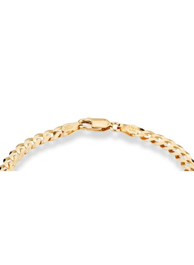 Miabella 18K Gold Over Sterling Silver Italian 5mm Solid Diamond-Cut Cuban Link Curb Chain Bracelet for Men Women, 925 Made in Italy (8 Inches) - Image 1