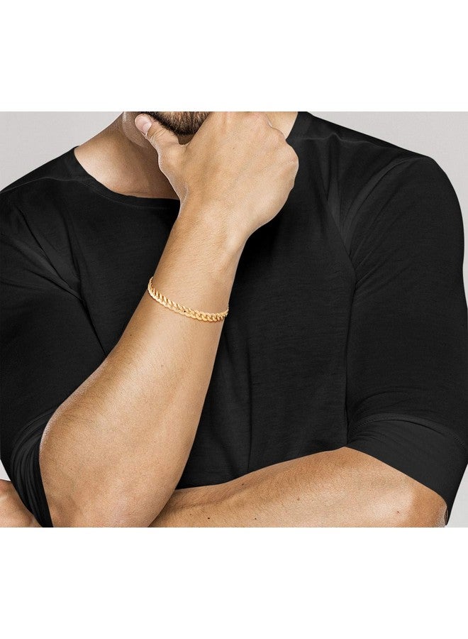 Miabella 18K Gold Over Sterling Silver Italian 5mm Solid Diamond-Cut Cuban Link Curb Chain Bracelet for Men Women, 925 Made in Italy (8 Inches) - Image 2