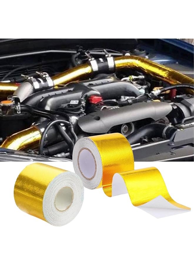 PROMASS - promass Heat Shield Tape, 2 Pack Self-Adhesive Aluminum Foil Heat Reflective Adhesive Heat Shield Thermal Barrier Foil Tape for Car Truck Engine Bay Intake Pipe 5cm x 10M - Image 1