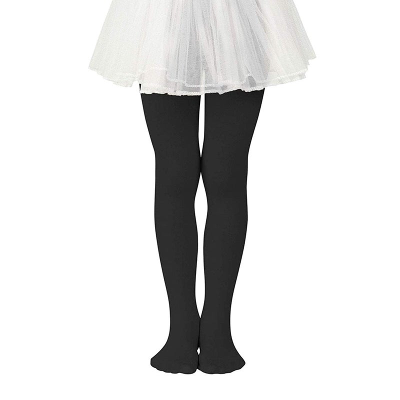 Zando Black Tights for Girls 4-6 - Ultra Soft Black Ballet Tights for Girls 3-4T Elastic Ballet Footed Halloween Tight Girl for Daily School Christmas 3-6 Years - Image 1