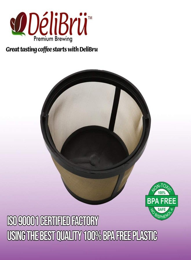 Delibru Gold Toned Reusable 8-12 Cup Basket Coffee Filter fits Mr. Coffee Makers and other Brand Brewers. Permanent Replacement for your Paper Filter, BPA Free - Image 3