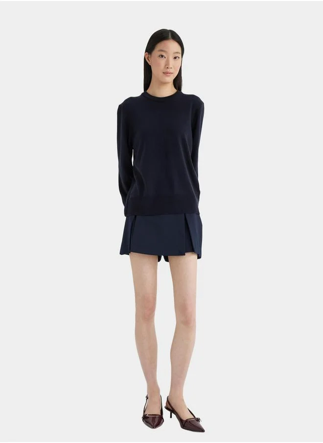 DeFacto Plain Crew Neck Regular Fit Knit Sweater by Styli