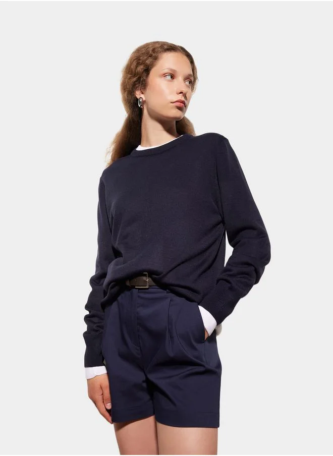 DeFacto Plain Crew Neck Regular Fit Knit Sweater by Styli