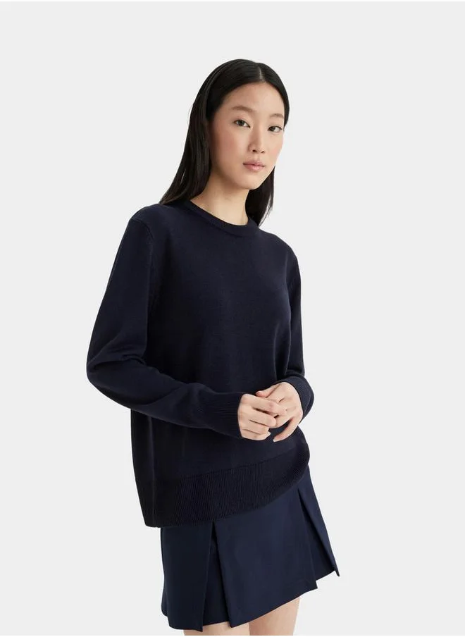 DeFacto Plain Crew Neck Regular Fit Knit Sweater by Styli