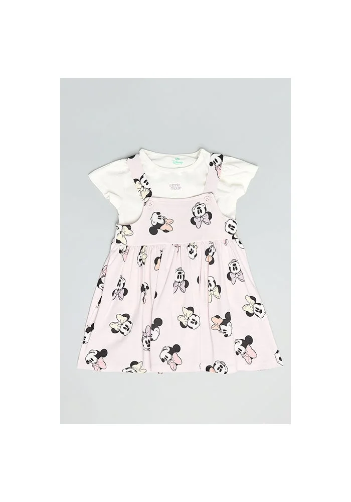 أر أند بي Solid T-Shirt and Pinafore Dress Set