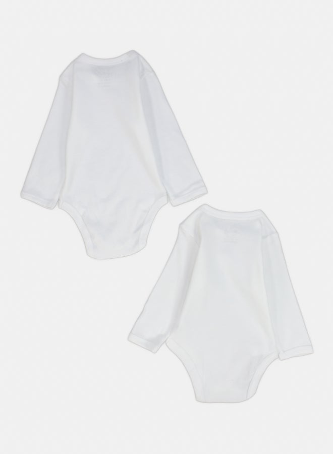 El Sayaad Unisex Plain White Long-Sleeved Underwear Bodysuit (Pack Of 2) - Image 2