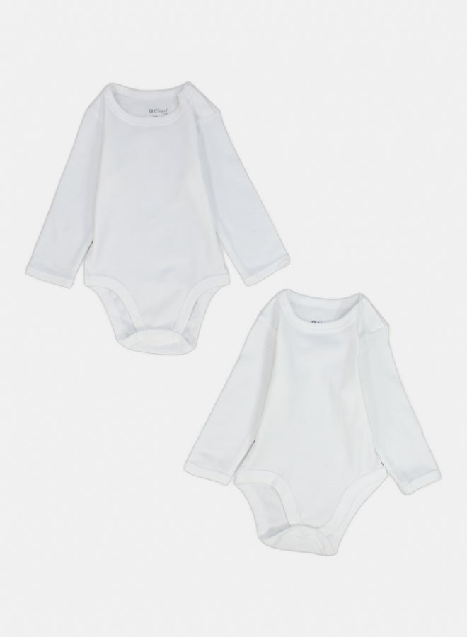 El Sayaad Unisex Plain White Long-Sleeved Underwear Bodysuit (Pack Of 2) - Image 1