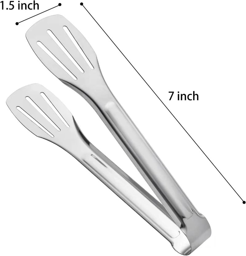 JXHAPY Serving Tong Kitchen Tongs,Buffet Tongs, Stainless Steel Food Tong Serving Tong,small tongs 6 Pack (7 Inch) - Image 2