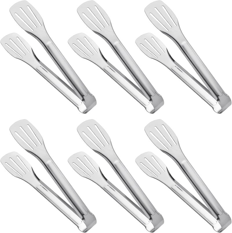 JXHAPY Serving Tong Kitchen Tongs,Buffet Tongs, Stainless Steel Food Tong Serving Tong,small tongs 6 Pack (7 Inch) - Image 1