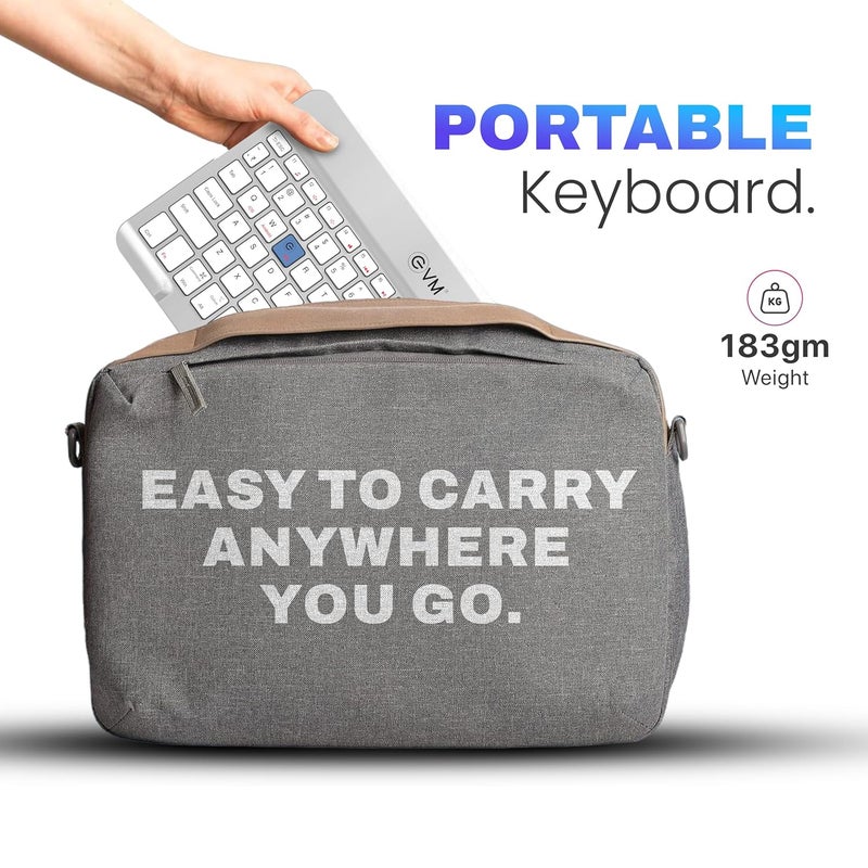 EVM EnEdge 9.7 inch Wireless Rechargeable Keyboard - Bluetooth 5.0 with Type-C Interface, Ultra-Slim & Lightweight, Compatible with Tablets, Smartphones WLKM-Silver - Image 4