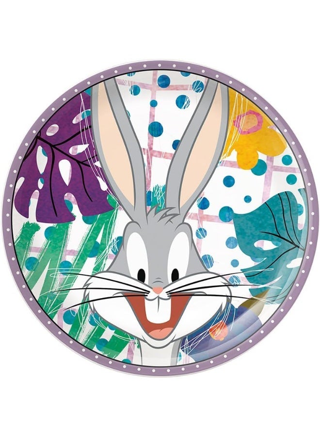 EGAN طبق حلوى لوني تونز 19 سم - طبق بورسلين لمحبي لوني تونز - آمن للاستخدام في الميكروويف وغسالة الصحون - أدوات مائدة ممتعة للوجبات الخفيفة، الكعك والحلويات (باكس باني) - Image 1