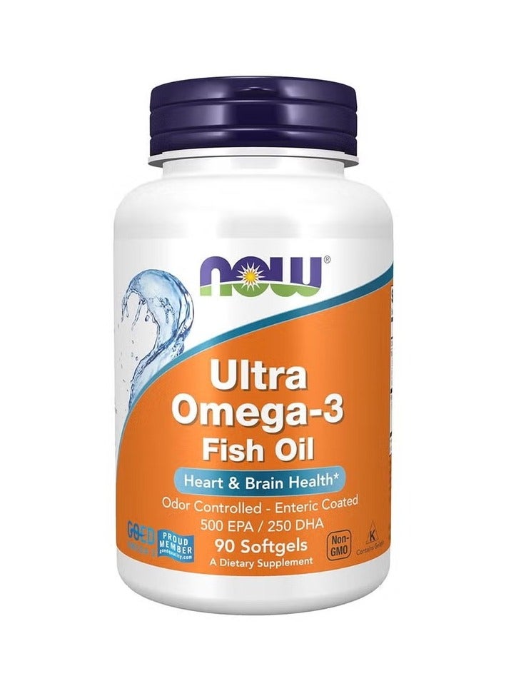 now Ultra Omega 3 1000mg - 500mg EPA + 250mg DHA Fish Oil Supplement Softgels, Pack of 90's - Image 1
