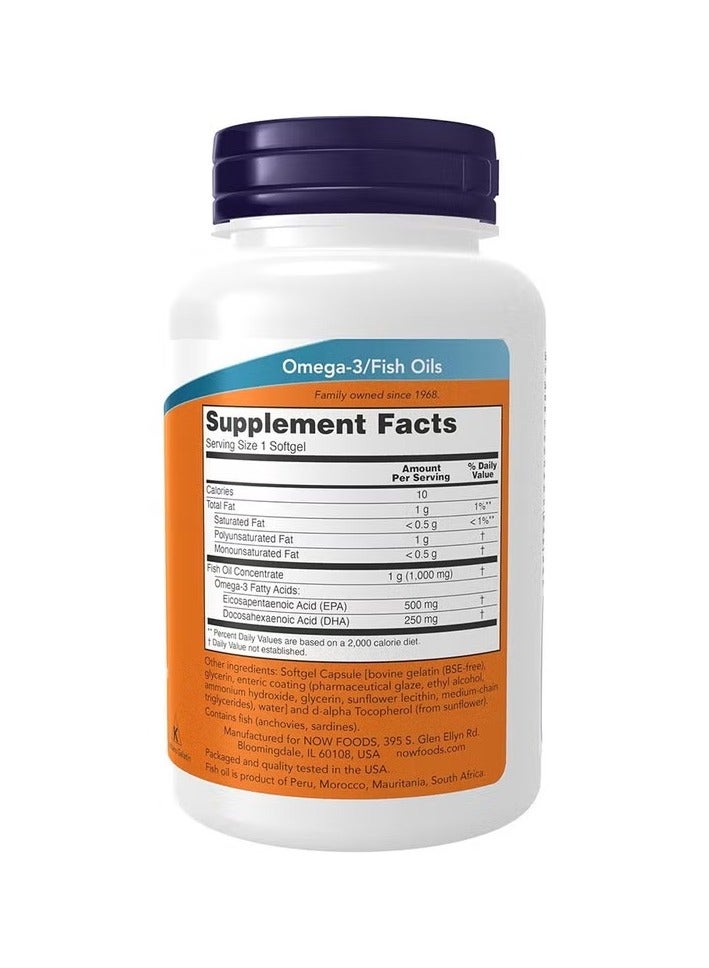 now Ultra Omega 3 1000mg - 500mg EPA + 250mg DHA Fish Oil Supplement Softgels, Pack of 90's - Image 2