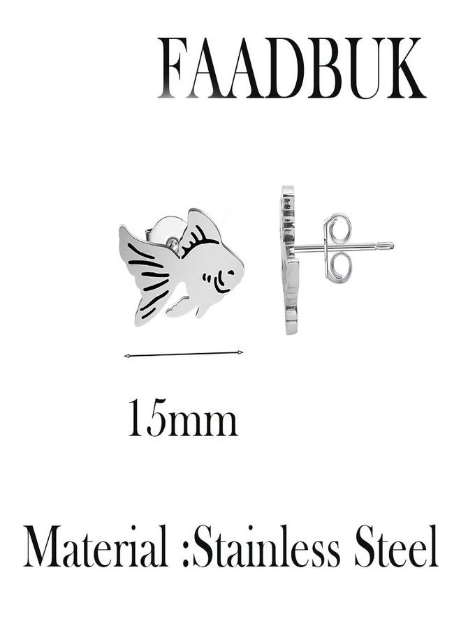 FAADBUK أقراط سمكة ذهبية مرصعة من FAADBUK، هدية لمحبي الأسماك الذهبية، مجوهرات على شكل سمكة ذهبية (أقراط سمكة ذهبية مرصعة) - Image 2