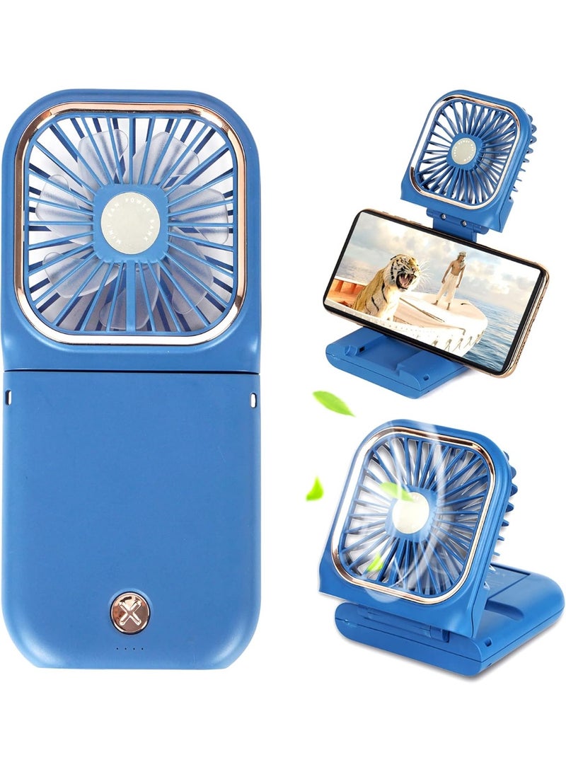 general Mini Handheld Fan Portable Charger Small Fan Breeze Quiet Power Rechargeable USB Fan for Travel Small Personal Fan, Outdoors, Hiking, Camping, Blue - Image 1