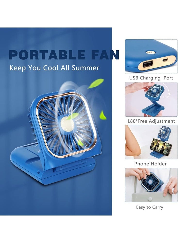 general Mini Handheld Fan Portable Charger Small Fan Breeze Quiet Power Rechargeable USB Fan for Travel Small Personal Fan, Outdoors, Hiking, Camping, Blue - Image 2