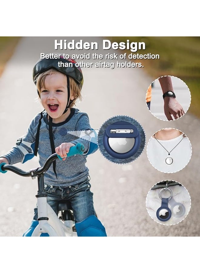 2PC Apple AirTag Holder for Kids – Silicone Case with Safety Pins, AirTag Case for Children & Elderly, Hidden Inside Clothes, Shoes, or Backpacks (Black + Blue) - Image 3