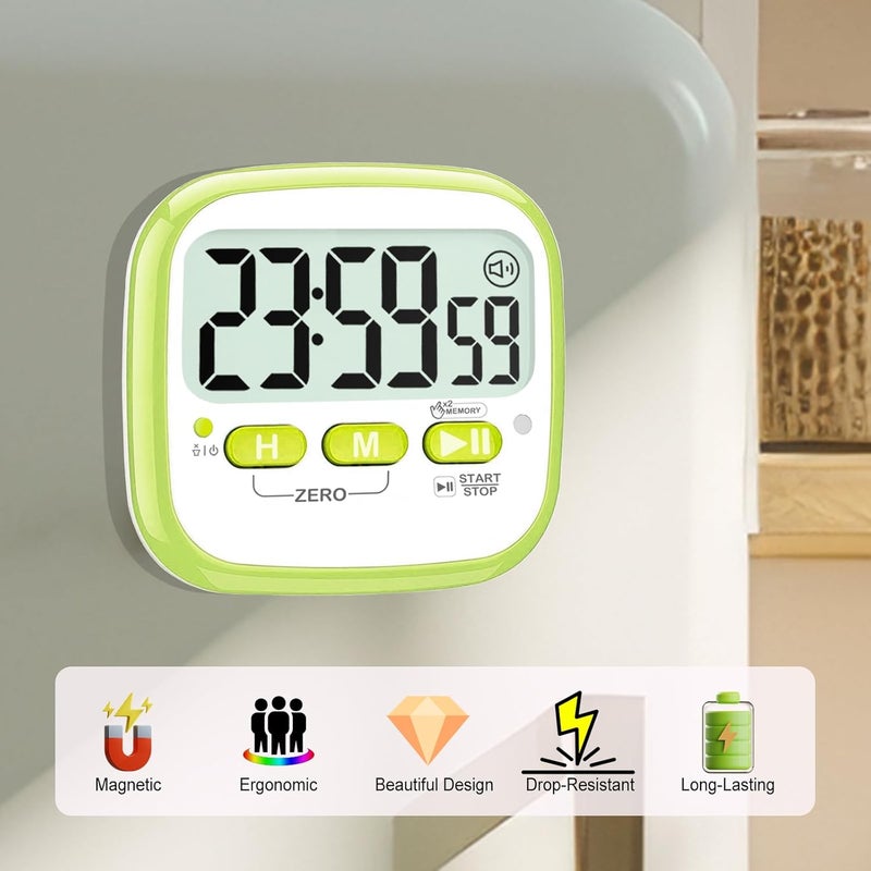Antonki 2 Pack Classroom Timers for Kids Teachers, Magnetic Countdown Digital Kitchen Timer for Cooking, Study, Exercise, Games, Time Mangement - Loud/Silent Mode - Battery Included - Image 3
