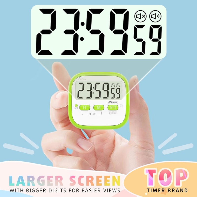 Antonki 2 Pack Classroom Timers for Kids Teachers, Magnetic Countdown Digital Kitchen Timer for Cooking, Study, Exercise, Games, Time Mangement - Loud/Silent Mode - Battery Included - Image 4