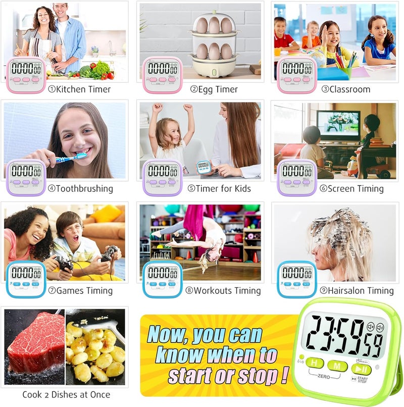 Antonki 2 Pack Classroom Timers for Kids Teachers, Magnetic Countdown Digital Kitchen Timer for Cooking, Study, Exercise, Games, Time Mangement - Loud/Silent Mode - Battery Included - Image 5