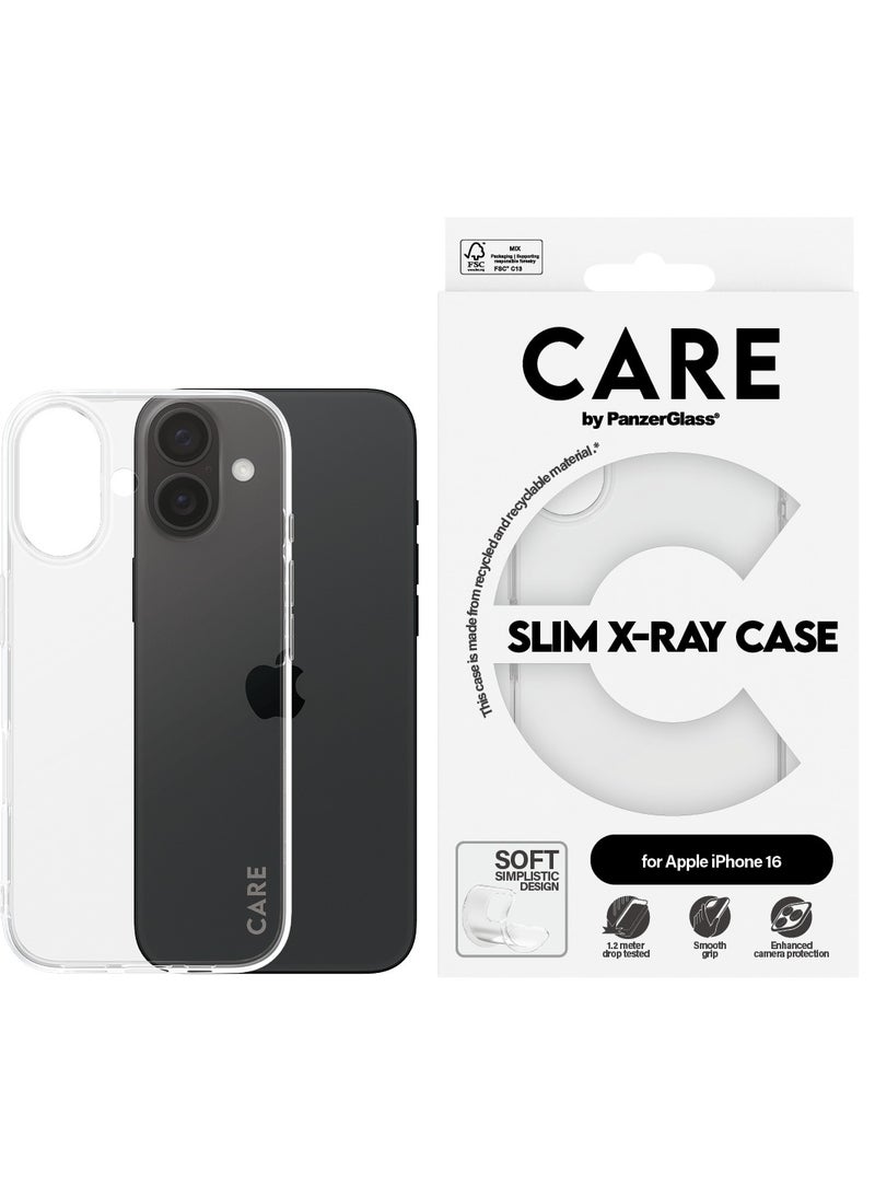 PanzerGlass حافظة الهاتف CARE من PanzerGlass® X-Ray لهاتف Apple iPhone 16 شفافة، مختبرة للسقوط بارتفاع 1.2م، مصنوعة من البلاستيك المعاد تدويره، شحن لاسلكي، حماية معززة للكاميرا - Image 1