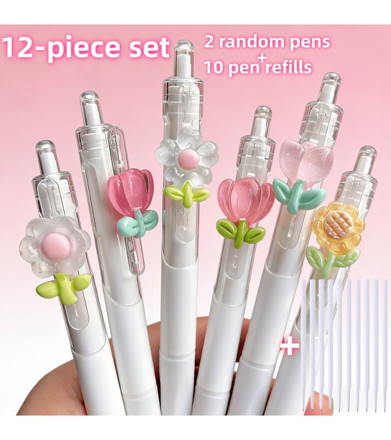 Tulip Ballpoint Pen Set 2 Pens 10 Refills Fine Point Quick Dry Black Ink Office School Supplies - Image 4