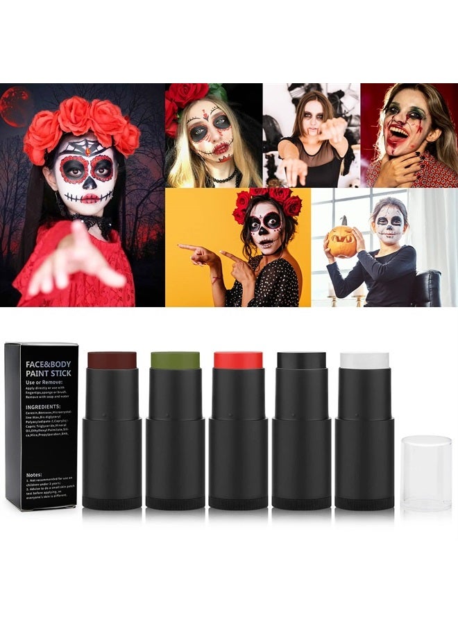 Paezm 1oz Face Body Paint Oil Stick - Non-toxic Cream Blendable Foundation Makeup Sticks SFX Makeup Kit Special Effects for Halloween (Green) - Image 3