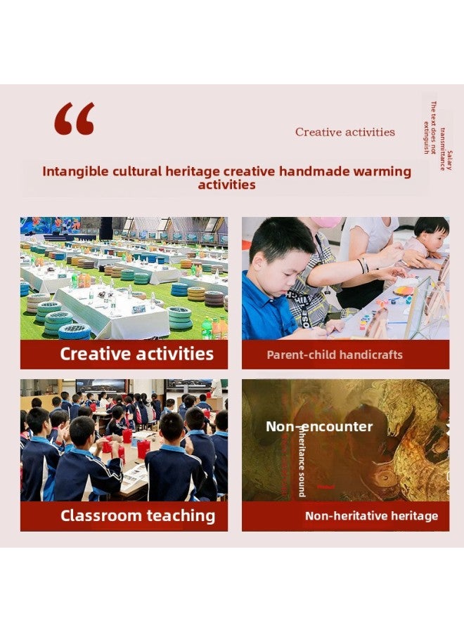Mid-Autumn Festival Handmade Diy Non-heritage Pulp Painting 24 24 Solar Terms Making Materials Children's Toys Warm-up Activities-Color:The Beginning And Autumn 22*22cm (free Full Set Of Tools + Safety Pulp Painting Material Package) Comes With A Stand