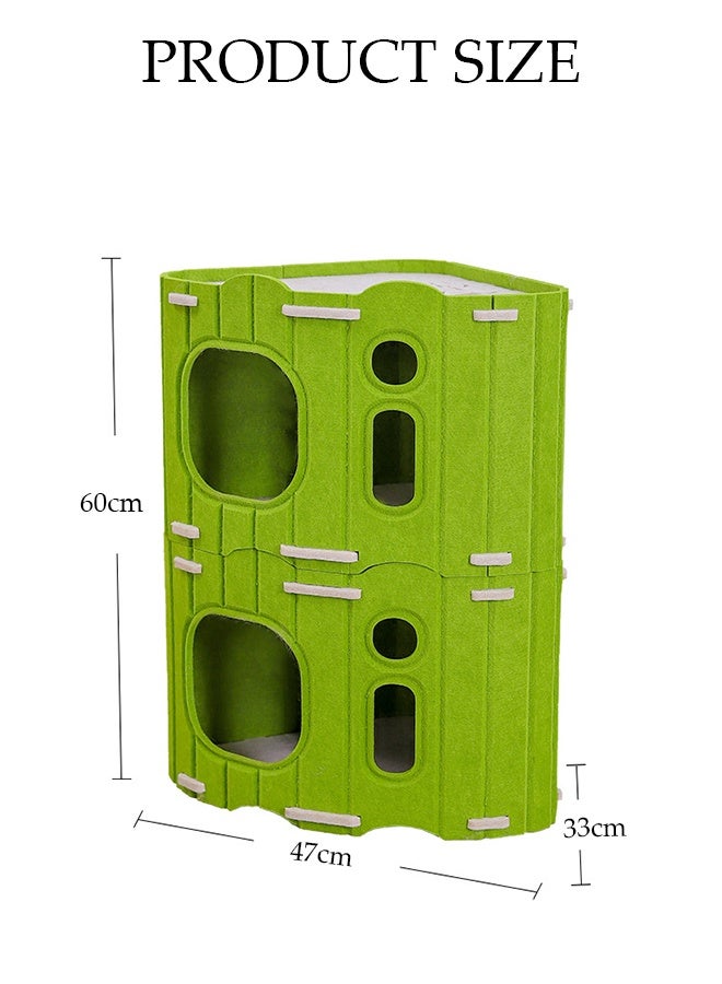 DUNISO Multifunctional Cat House 2 Layer Large Foldable Tower-type Cat Nest Semi-Enclosed Pet Houses with Fluffy Ball Anti-Scratch Detachable Indoor Cats Resting Bed for Indoor Cats Resting for Camping, Garden, Living Room - Image 4