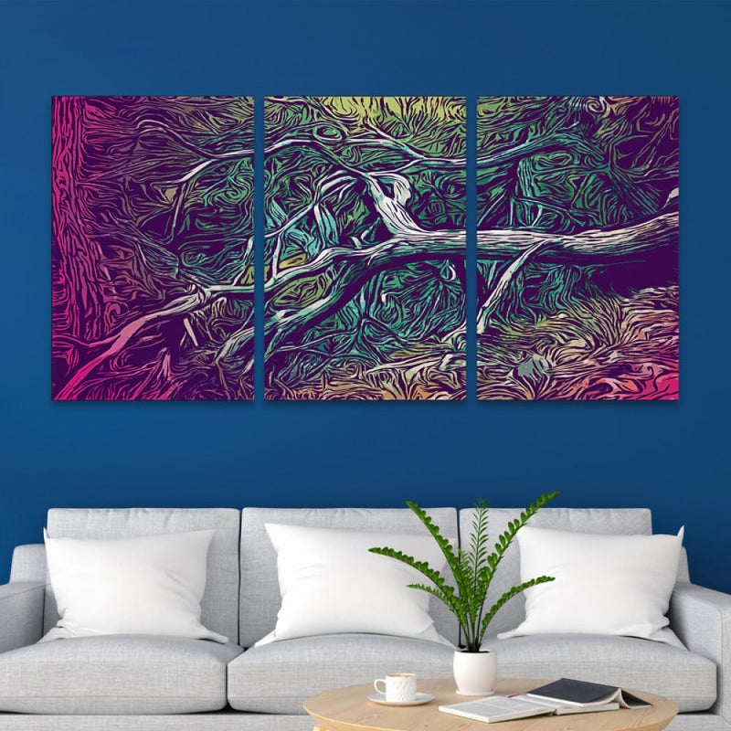 ماركتنا ثلاث لوحات قماشية فخمة بتصميم مودرن مع برواز مجوف مقاس (90×40) ثلاث قطع - Image 1