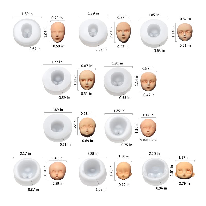 MIMIRACLE 10PCS Human Face Silicone Molds Baby Face Cake Molds for DIY Cake Fondant Biscuit Dessert Candle Decor Chocolate Sugar Pudding Chocolate Hard Candies Polymer Clay - Image 2