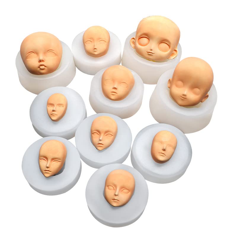 MIMIRACLE 10PCS Human Face Silicone Molds Baby Face Cake Molds for DIY Cake Fondant Biscuit Dessert Candle Decor Chocolate Sugar Pudding Chocolate Hard Candies Polymer Clay - Image 1
