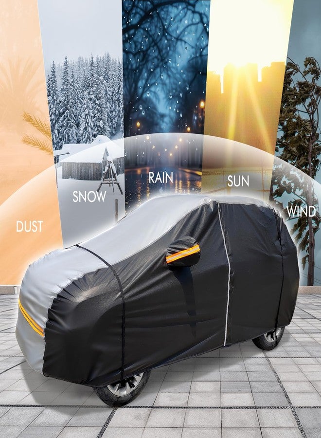 DINGHAO 6 Layers Car Cover Waterproof All Weather Car Cover Waterproof All Weather, Outdoor Full Exterior Cover Rain Sun UV Snowproof Protection with Zipper Cotton for SUV (185-190inch) - Image 4