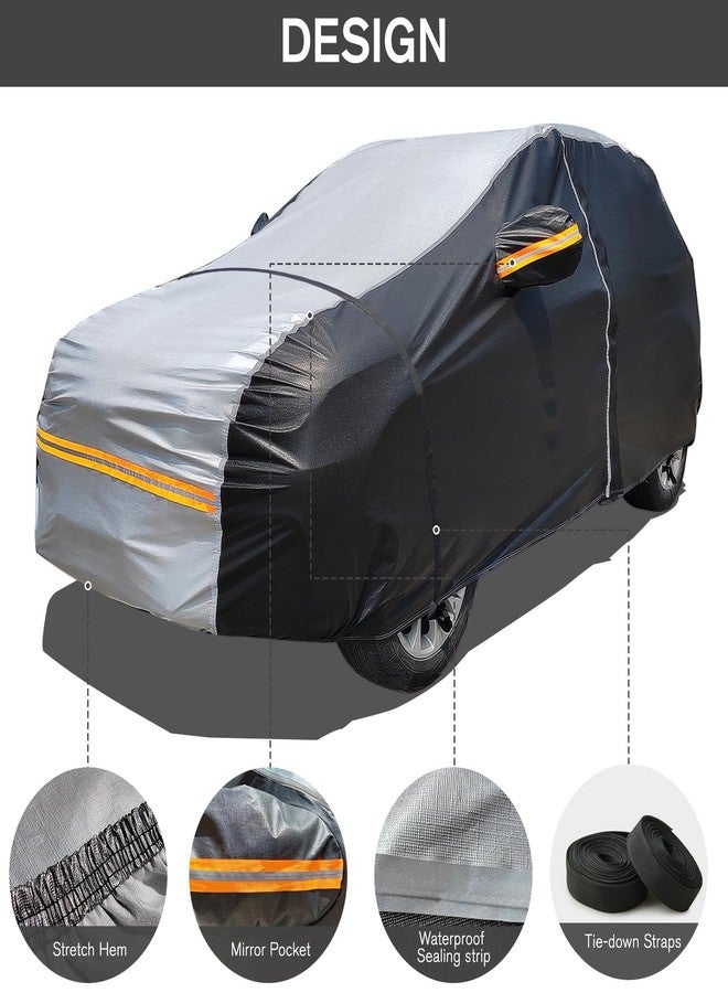 DINGHAO 6 Layers Car Cover Waterproof All Weather Car Cover Waterproof All Weather, Outdoor Full Exterior Cover Rain Sun UV Snowproof Protection with Zipper Cotton for SUV (185-190inch) - Image 2