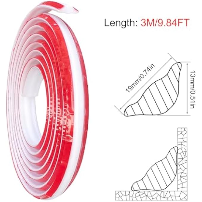 CEILING MOULDINGS, CORNER STRIP, SELF-ADHESIVE MOULDINGS, SILICONE, FLEXIBLE DECORATIVE STRIP, SELF-ADHESIVE WALL ANGLE STRIP, KITCHEN WORKTOP FOR WALL EDGES, TILE EDGES (19 X 13 MM X 3 M) - Image 3