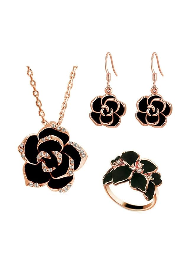 erorex Rose Jewelery Sets For Women Camellia Flower Necklace And Earrings Sets Wedding Jewelery Sets For Brides Necklace Pendant Earrings Bracelet Set Costume Jewelery - Image 1